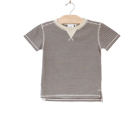 Whistle Patch Tee- Charcoal Stripe