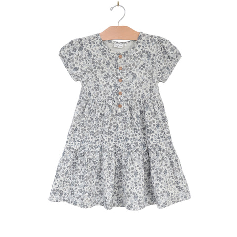 Puff Sleeve Henley Dress- Calico Floral