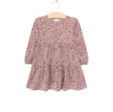 Tiered Henley Dress- Fox Floral Dusty Rose