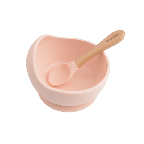 Silicone Bowl with Spoon Set - Blush