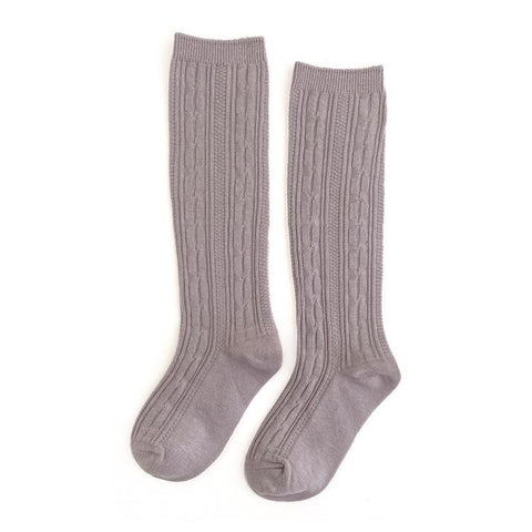 Cable Knit Knee High Socks - Dove