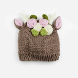 Hartley Deer Knit Hat - Tan Flowers