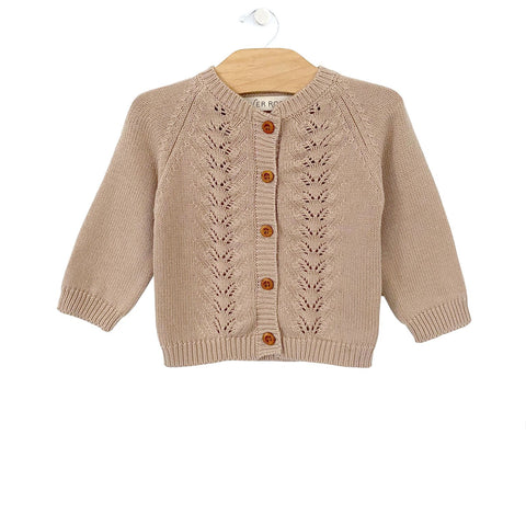Cotton Knit Cardigan - Taupe Blush