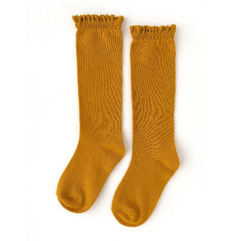 Lace Top Knee High Socks - Marigold