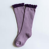 Lace Top Knee High Socks - Purple & Plum