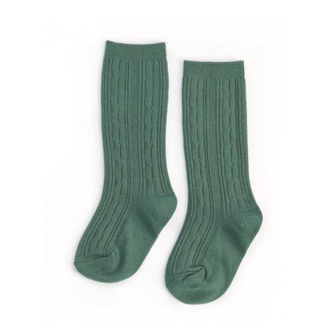 Cable Knit Knee High Socks - Jade